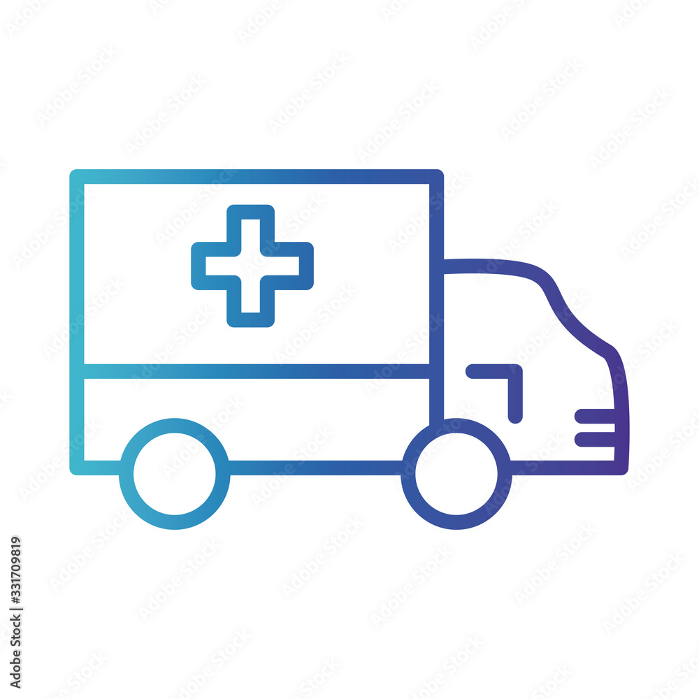 ambulance car vehicle, gradient line style icon vector illustration design ambulance car vehicle, gradient line style icon vector illustration design