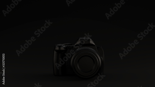 Black Digital DLSR Camera Black Background 3d illustration 3d render