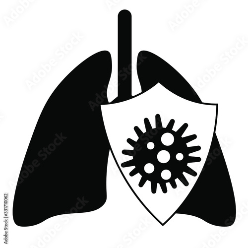 epidemic MERS-CoV floating influenza human lungs with protective shield virus protection concept wuhan coronavirus 2019-nCoV pandemic medical health risk mobile app copy space vector illustration