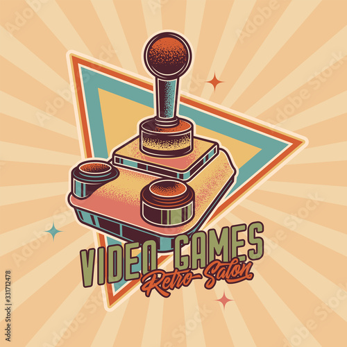 Vector design of a print t-shirt. Nostalgia for 80 years. Vintage joystick.