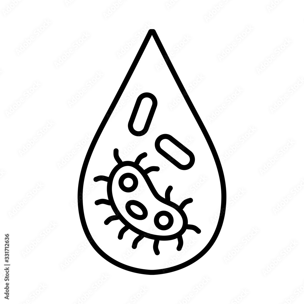drop with particle of covid 19, line style icon vector illustration design drop with particle of covid 19, line style icon vector illustration design