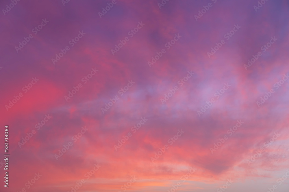 Beautiful blue and pink sky at sunset day