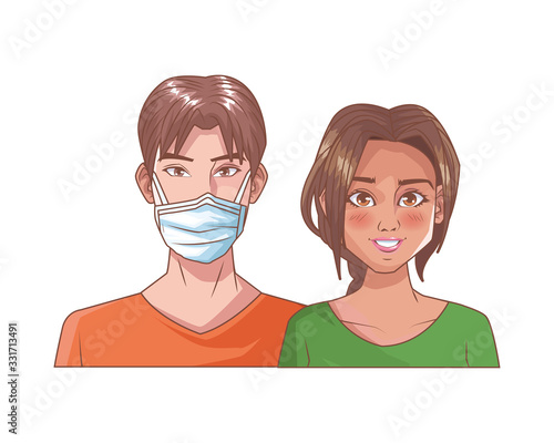 young couple with mouth cap medical accessory