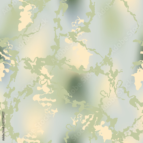 Forest camouflage of various shades of green, yellow and blue colors