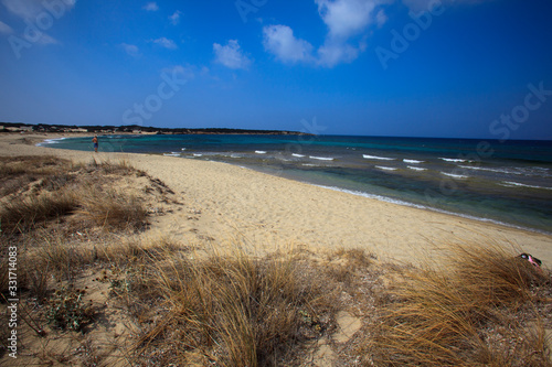 Fototapeta Naklejka Na Ścianę i Meble -  Naxos / Greece - August 23, 2014: Kalantos beach view, Naxos, Cyclades Islands, Greece