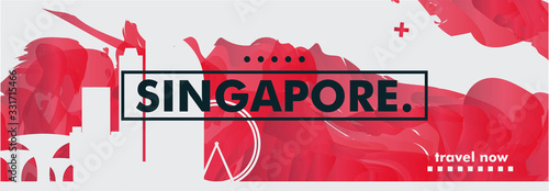 Singapore skyline city gradient vector banner