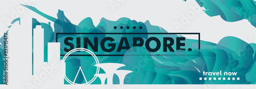 Singapore skyline city gradient vector banner