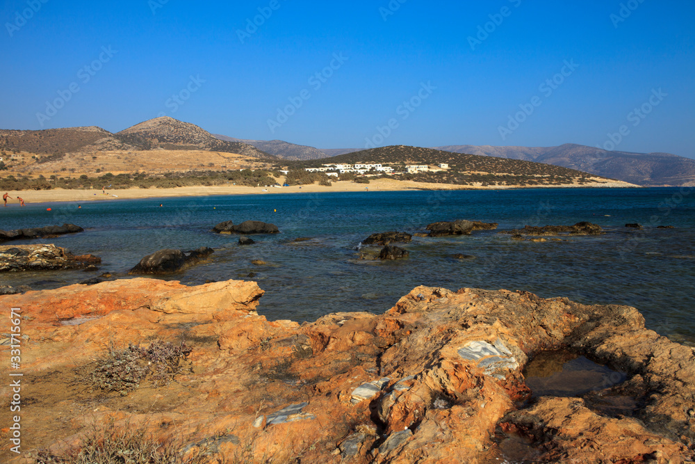 Naxos / Greece - August 23, 2014: Agiassos beach view, Naxos, Cyclades Islands, Greece
