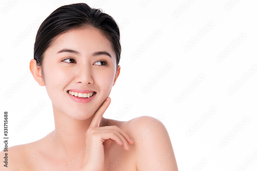 Beautiful Young Asian Woman with Clean Fresh Skin. Face care, Facial treatment, Cosmetology, beauty and healthy skin and cosmetic concept .woman beauty skin isolated on white background Beautiful Young Asian Woman with Clean Fresh Skin. Face care, Facial treatment, Cosmetology, beauty and healthy skin and cosmetic concept .woman beauty skin isolated on white background