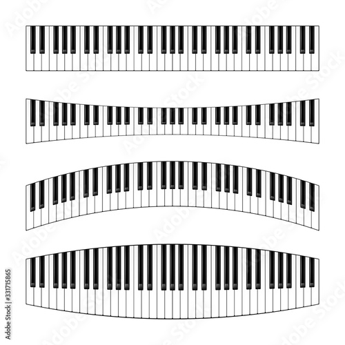 Realistic piano keys set. Musical instrument keyboard. Vector illustration.