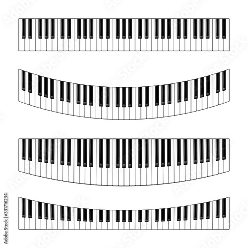 Realistic piano keys set. Musical instrument keyboard. Vector illustration.