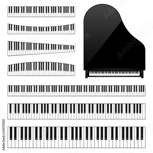Realistic piano keys set. Musical instrument keyboard. Vector illustration.