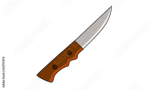 Knife. This image can be used to design a blog about hiking, travel, kitchen, cooking, food illustrations
