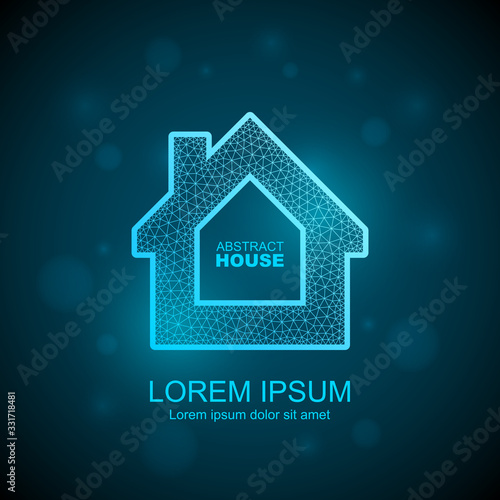 Abstract house wireframe icon. Smart home automation concept