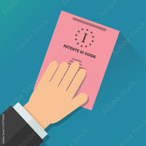 Presentare la patente di guida italiana rosa (design piatto)