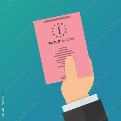 Presentare la patente di guida italiana rosa (design piatto)