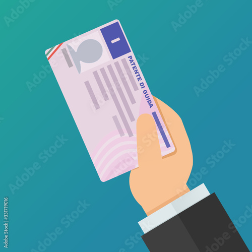 Presentare la patente di guida italiana rosa (design piatto)