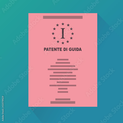 patente di guida italiana rosa (design piatto)