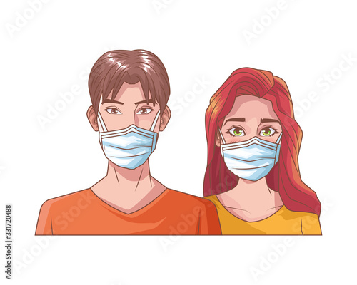young couple with mouth cap medical accessory