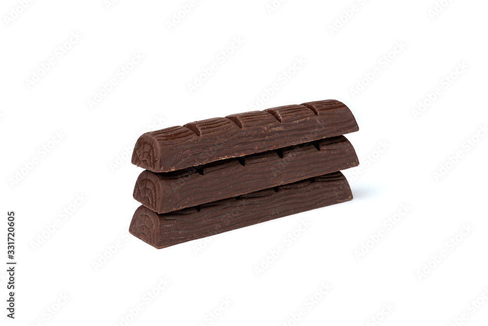 Dark chocolate bar with peanut isolated on white. Dark chocolate bar with peanut isolated on white.