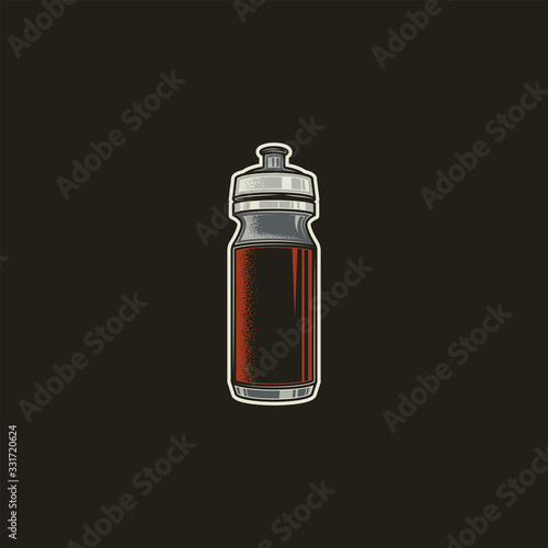 Sports water bottle. Original vector illustration, icon in retro style.
