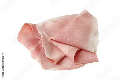 Cooked Ham Slice - Isolated on White Background