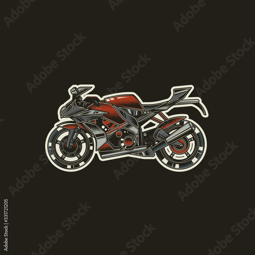 The fastest motorcycle. Superbike. Original vector illustration, icon in retro style.