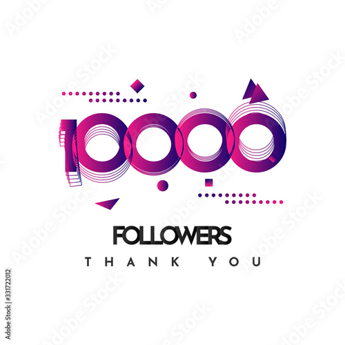 Thank You 10000 Followers Celebration Vector Illustration Template Design