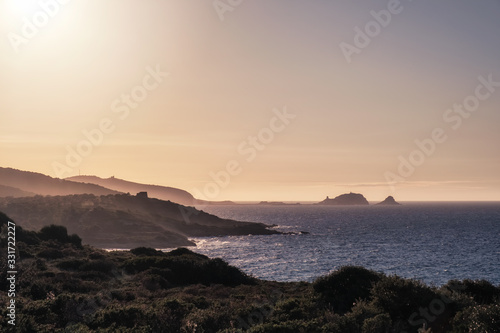 Evening sun on Ile Rousse and coast of Corsica