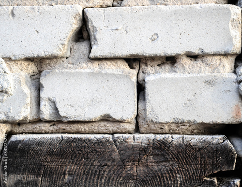brick wall with wood insert