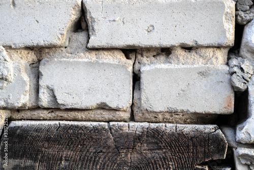 brick wall with wood insert