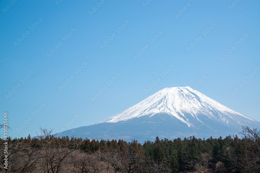 Fototapeta premium Kwadrat i góra Fuji Czyste niebo