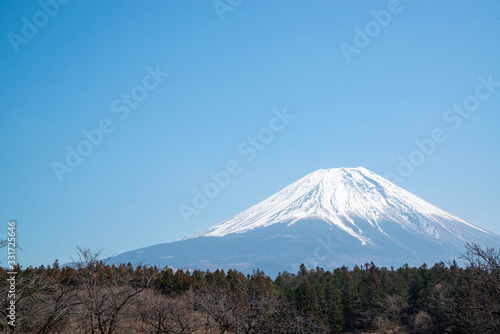 広場と富士山 快晴の空