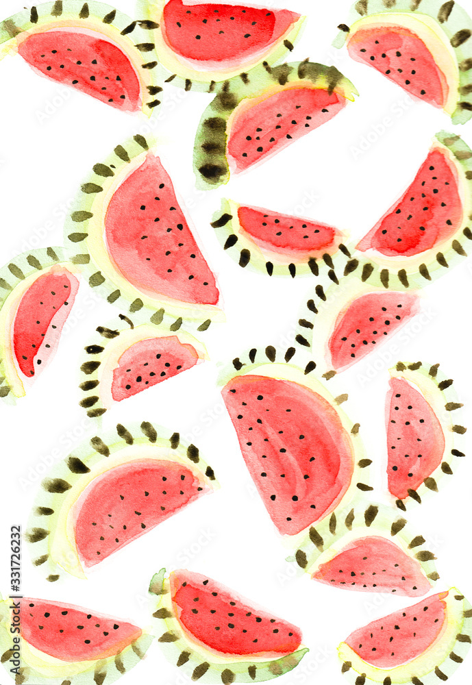 juicy watermelon slices on a white background juicy watermelon slices on a white background