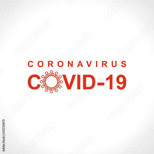 Coronavirus. COVID-19. Big red warning inscription biological hazard risk logo symbol. Vector information banner.