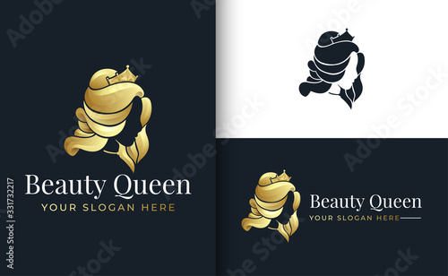  gold queen silhouette logo design