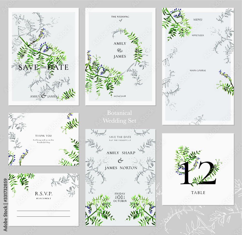Set of save the date invitations