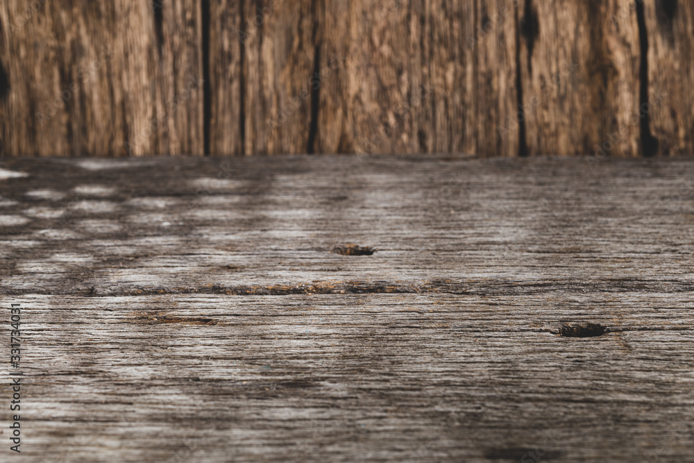 Naklejka premium Old wood texture, space for text, close-up