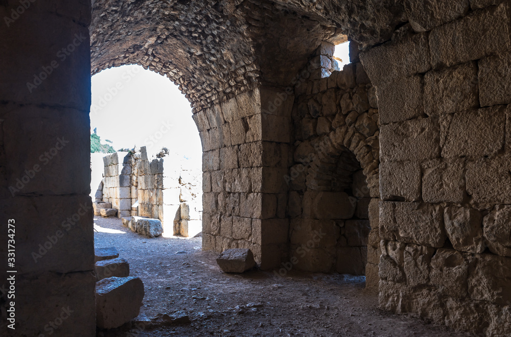 Passage  in the lower tier in Nimrod Fortress located in Upper Galilee in northern Israel on the border with Lebanon.