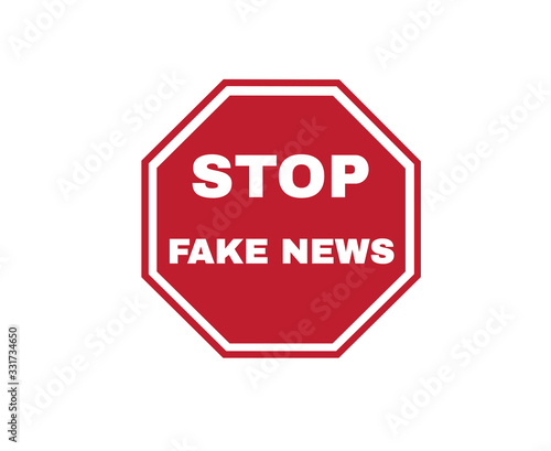 Red Stop Signs with Text Stop Fake News, sign symbol backgruund, vector illustration. 