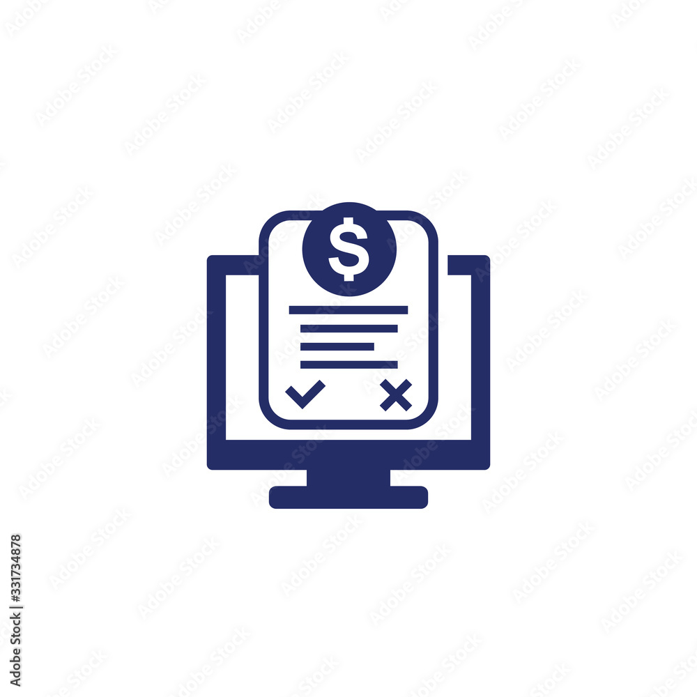 Online invoice, bill icon, vector Online invoice, bill icon, vector