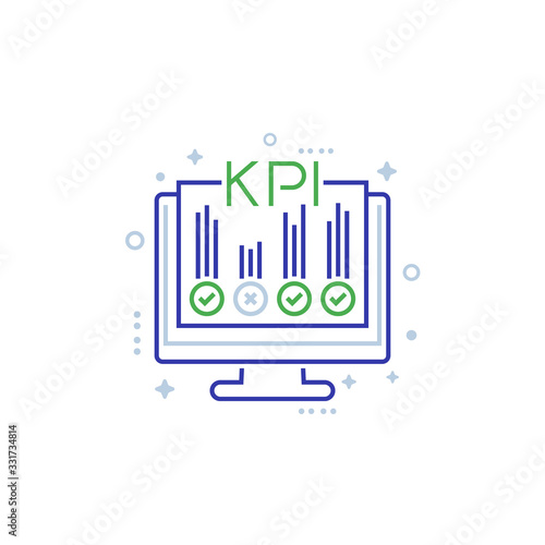 KPI, business indicators, line icon