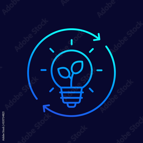 light bulb and plant icon, linear