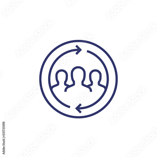 customer retention, returning clients line icon