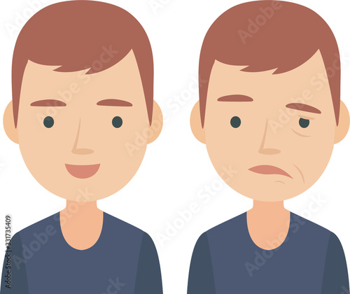 man with facial palsy neurological disease due to damage to facial nerve innervate the face muscles