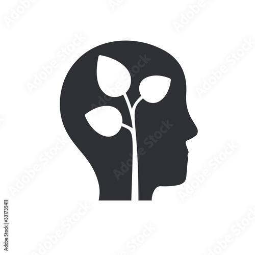 Growth mindset skills icon growing plant from the brain. Soft skills. Power of positive thinking