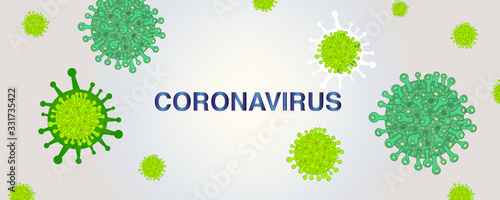 Corona virus infection vector with coronavirus text banner with green background. Virus corona microbe vector. Corona virus sign disense outbreak wallpaper