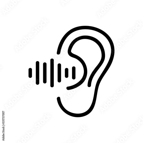 the ear hears sound icon vector. the ear hears sound sign. isolated contour symbol illustration