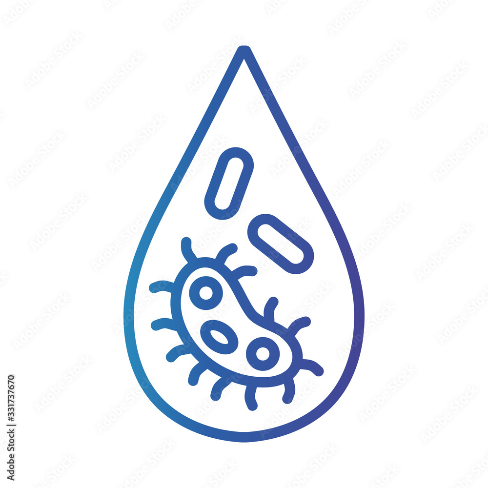 drop with particle of covid 19, gradient line style icon vector illustration design drop with particle of covid 19, gradient line style icon vector illustration design