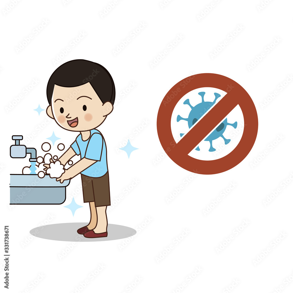 Vector cute boy washing hands. safe from virus, covid-19 Vector cute boy washing hands. safe from virus, covid-19